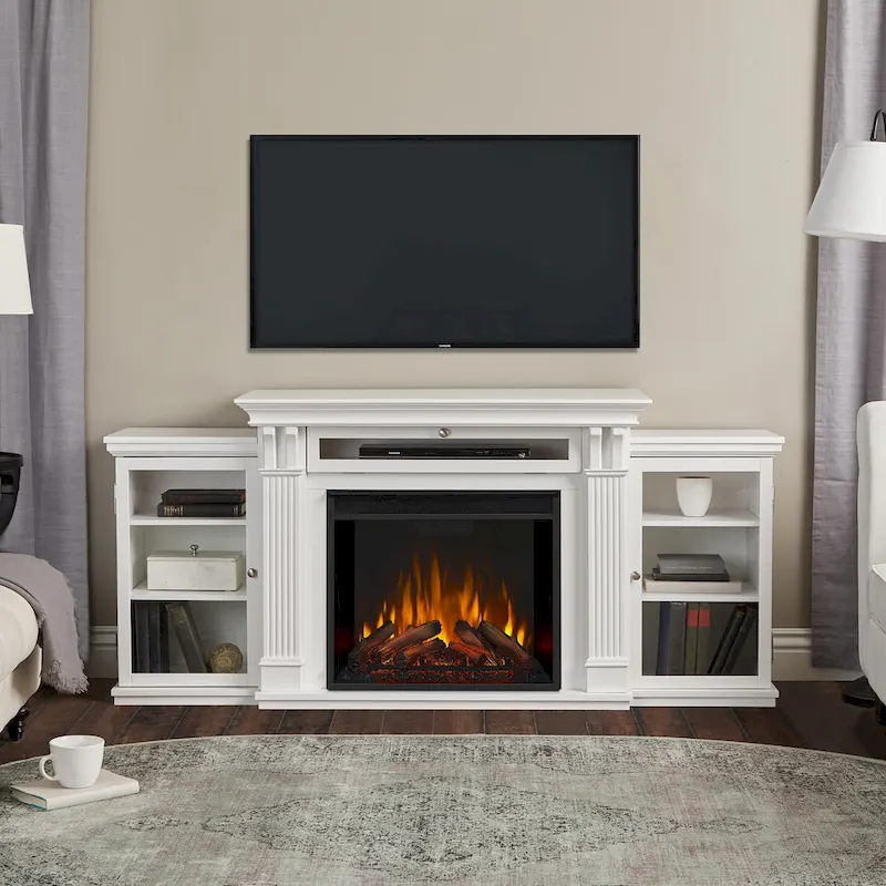 Calie 67  Electric TV Stand Fireplace in White by Real Flame