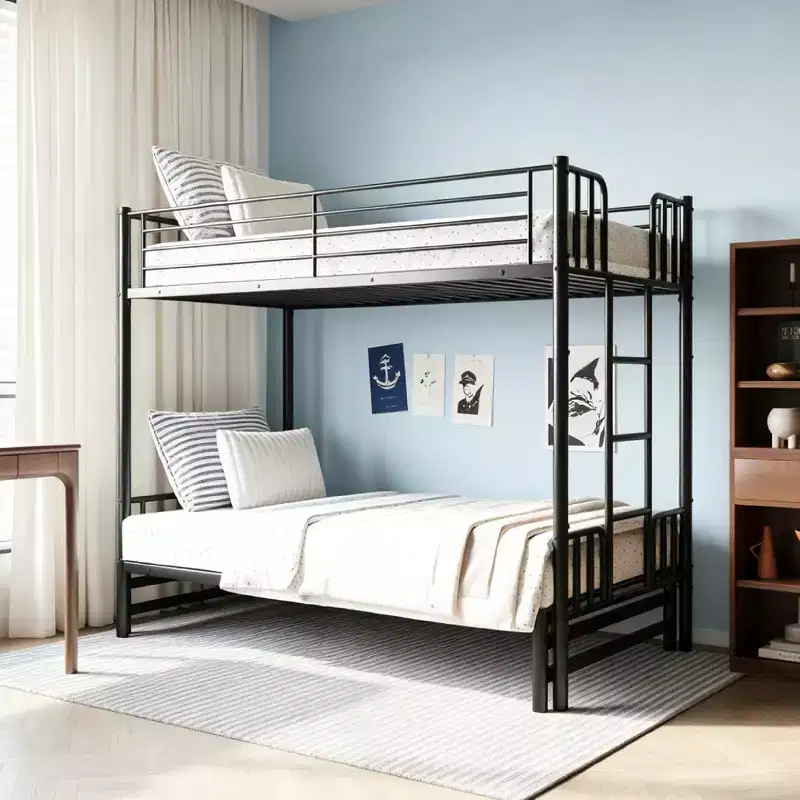 Luxystar Twin Metal Pull-Out Bunk Bed, Space-Saving Convertible Frame for Bedroom, Black