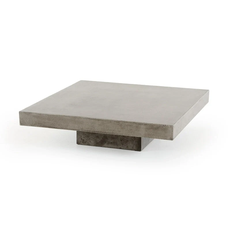 Square Coffee Table with Concrete Top, 43W x 43D x 12H Inches, Gray