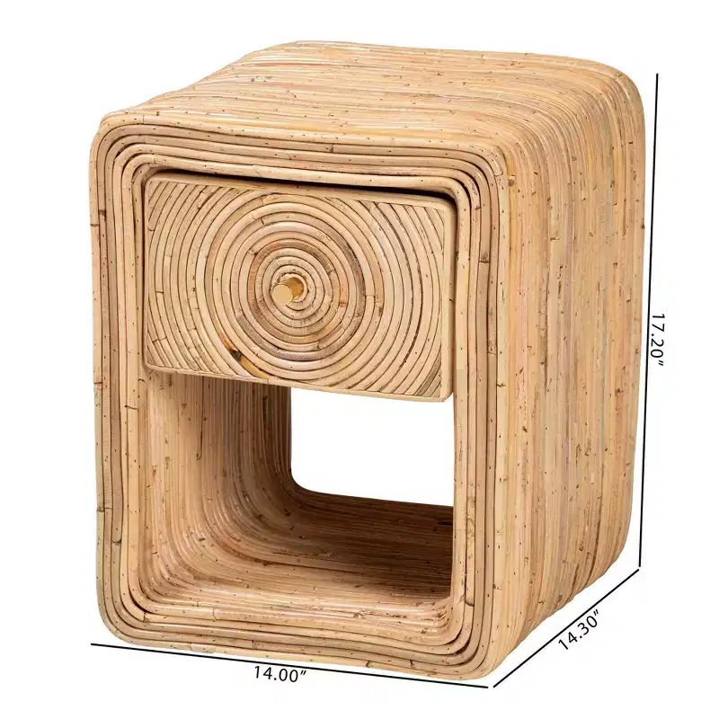 Natural Rattan 1-Drawer Nightstand