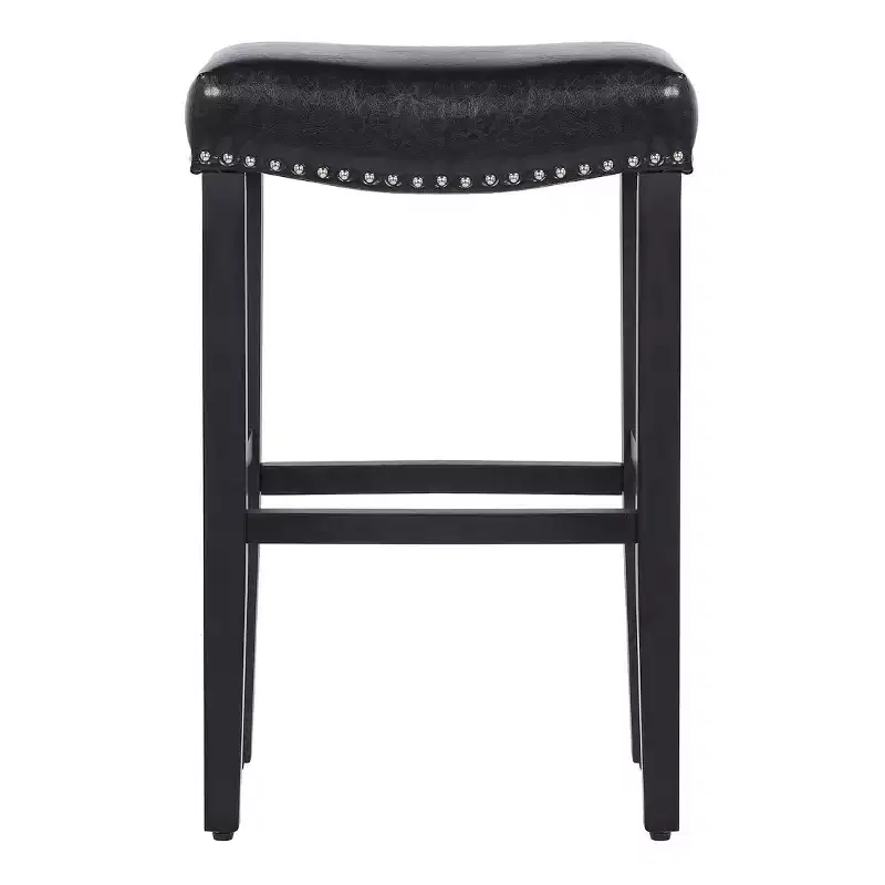 29 Upholstered Saddle Seat Bar Stool (Set of 2), Black/Black
