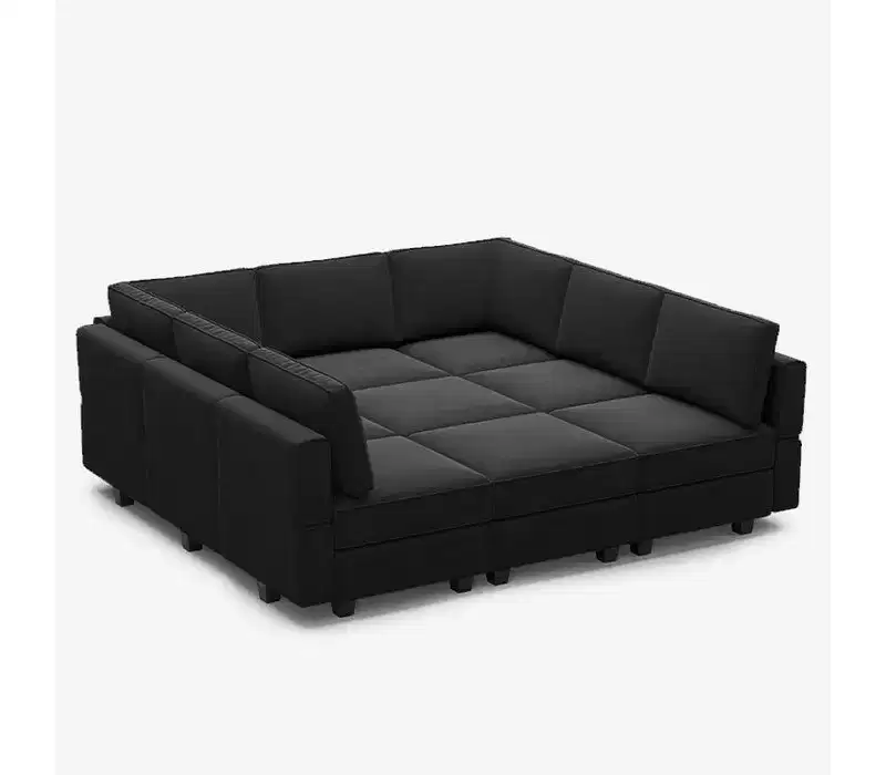 Belffin Modular Velvet Sleeper Sofa with Storage Seat (9 Seats + 9 Sides)