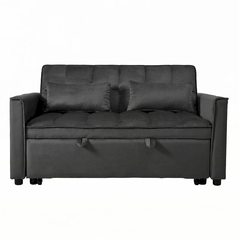 Black Convertible Sofa Bed, Full Size, Sleeps 2