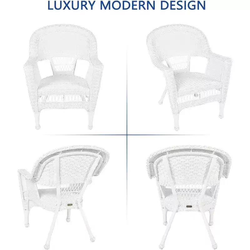 HomeStock Zen Zone Chair Set of 2, Durable Resin Wicker, Weather-Resistant with Cushions