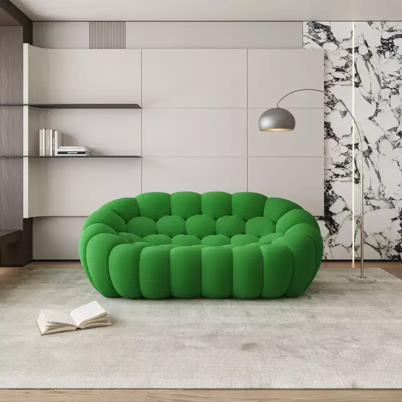 75-Inch Modern Floor Loveseat Sofa with 3D Mesh Fabric, Green