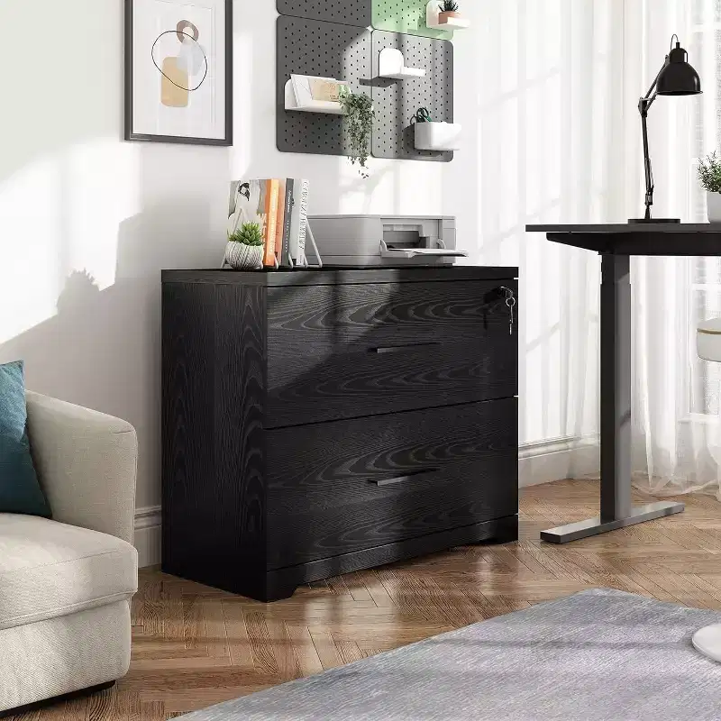 2-Drawer Wood Lateral File Cabinet with Lock for Home Office