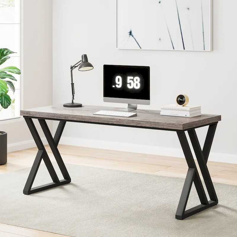 55-Inch Computer Desk with Z-Shape Metal Legs