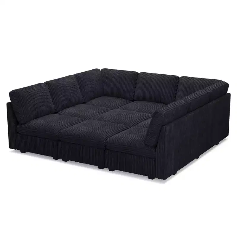Belffin 9-Seater Sleeper Sectional - Convertible Cloud Couch with Plush Corduroy & All-Module Storage
