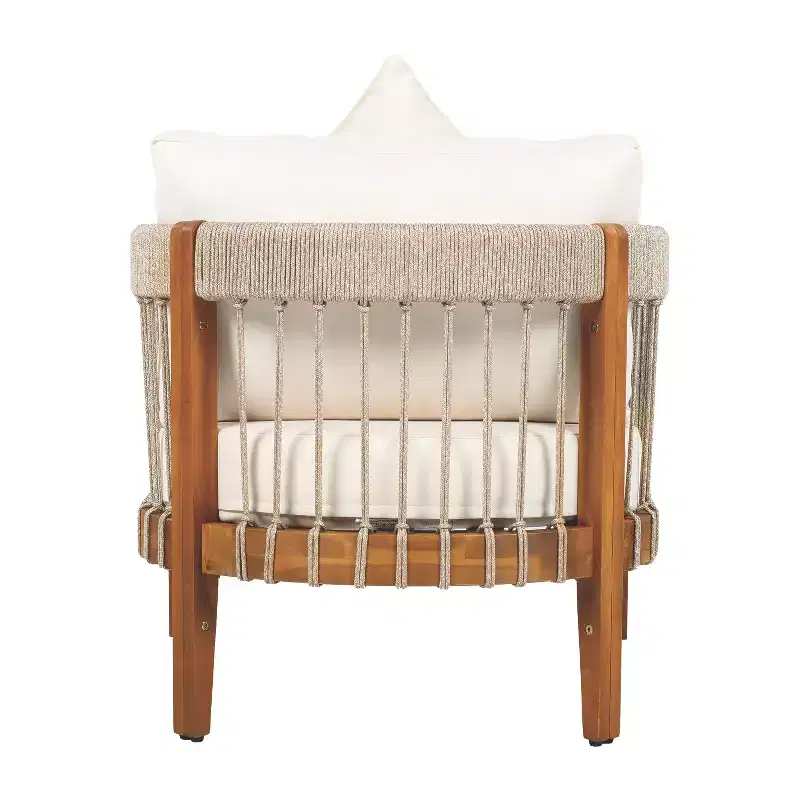 Christopher Knight Home Clifton Patio Rustic Acacia and Rope Upholstered Club Chair with Curved Back