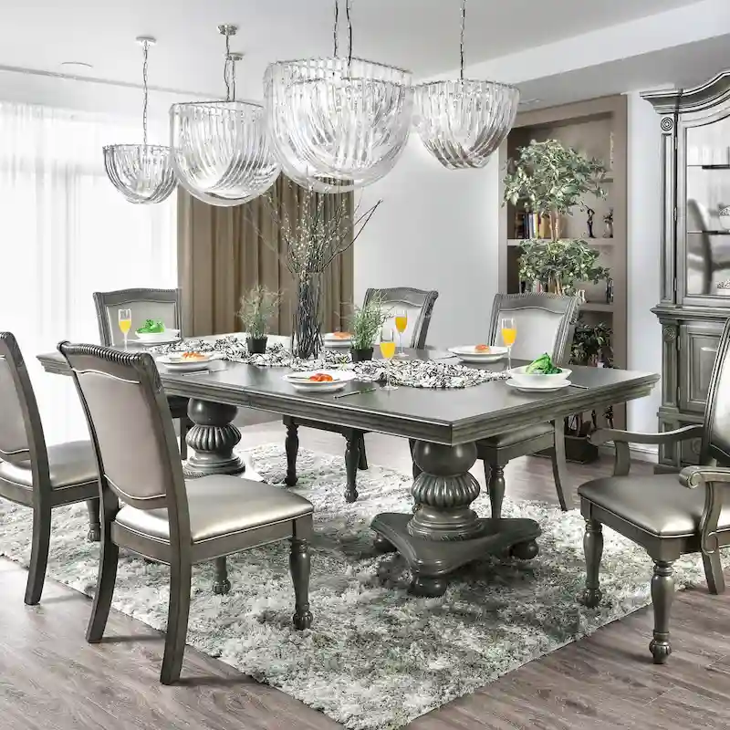 Furniture of America Tima Grey 103-inch Wood Expandable Dining Table
