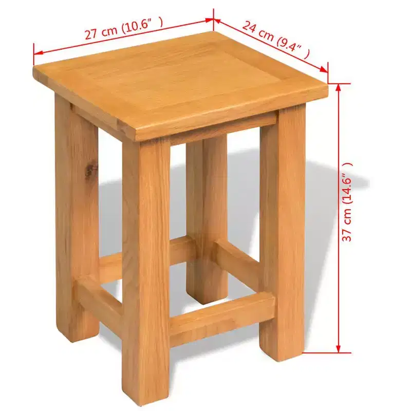 End Table Solid Oak Wood 10.6x9.4x14.6