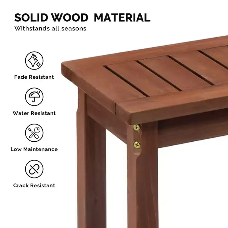 Karl Home | Dark Brown Fir Wood Straight-Leg Bench