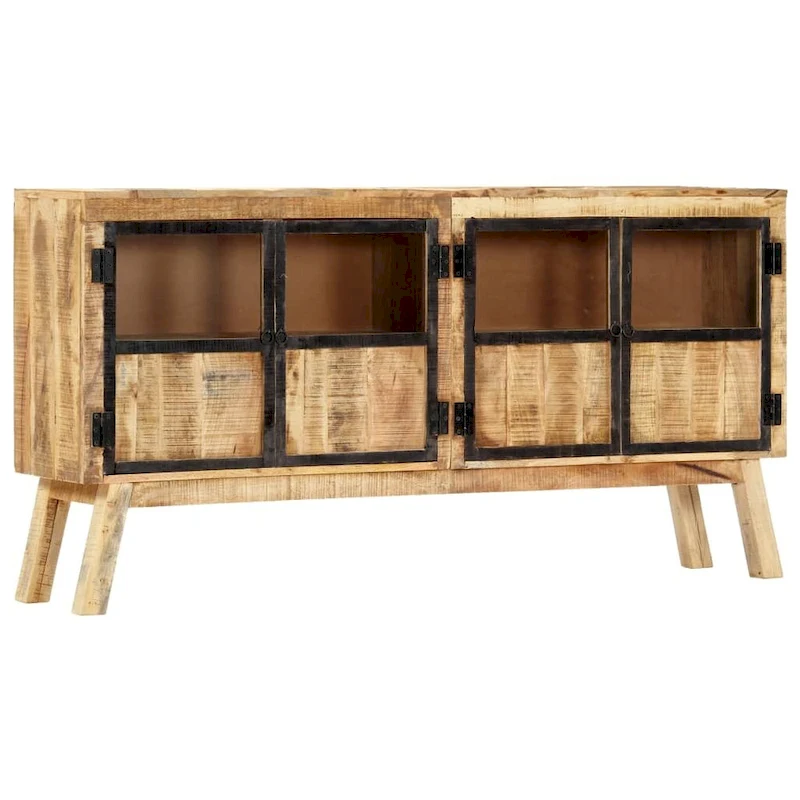 vidaXL Sideboard Brown and Black 63x11.8x31.5 Solid Rough Mango Wood