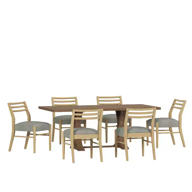 Christopher Knight Home Fernleaf 7 Pieces Farmhouse Upholstered Wood Expandable Dining Set