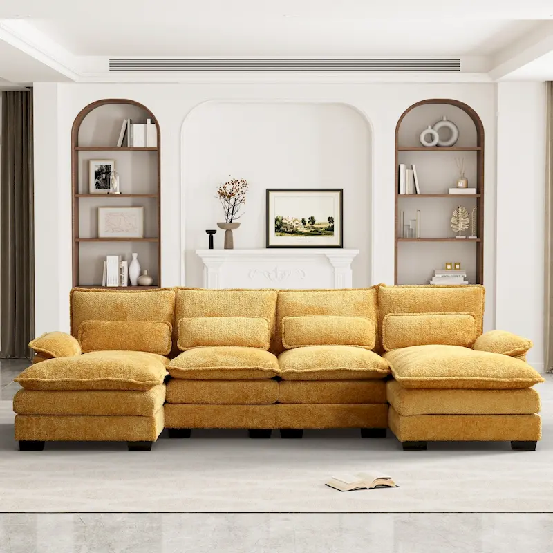 Ouyessir Large Chenille Fabric U-shaped Sectional Sofa with Cushions