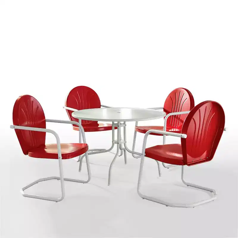 HomeStock Griffith 5Pc Outdoor Metal Dining Set - Table & 4 Chairs