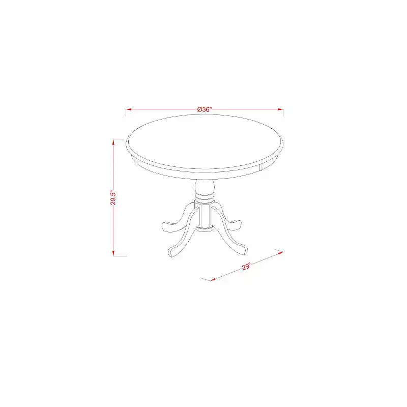 HomeStock Modern Round Table Table Top Surface and Asian Wood Dining Table Pedestal Legs