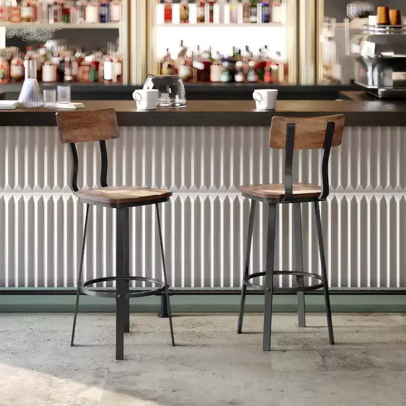 Flash Furniture Restaurant Barstool with Wood Seat & Back and Powder Coat Frame