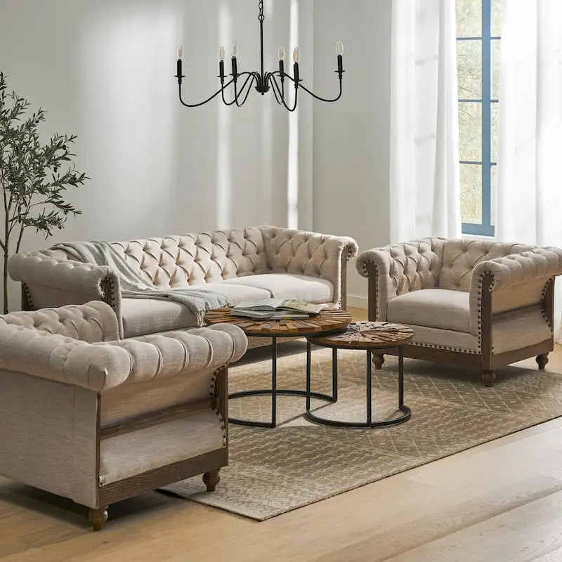 Fabric Living Room Sofa and Accent Chairs