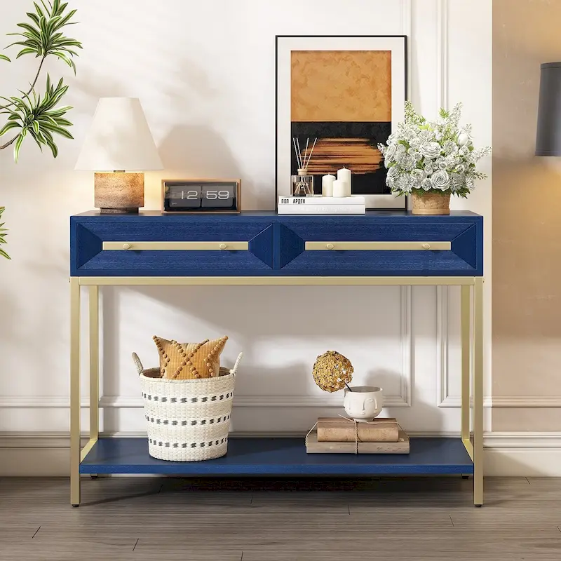 Wood Console Entryway Table with 2 Drawers for Living Room, Entryway