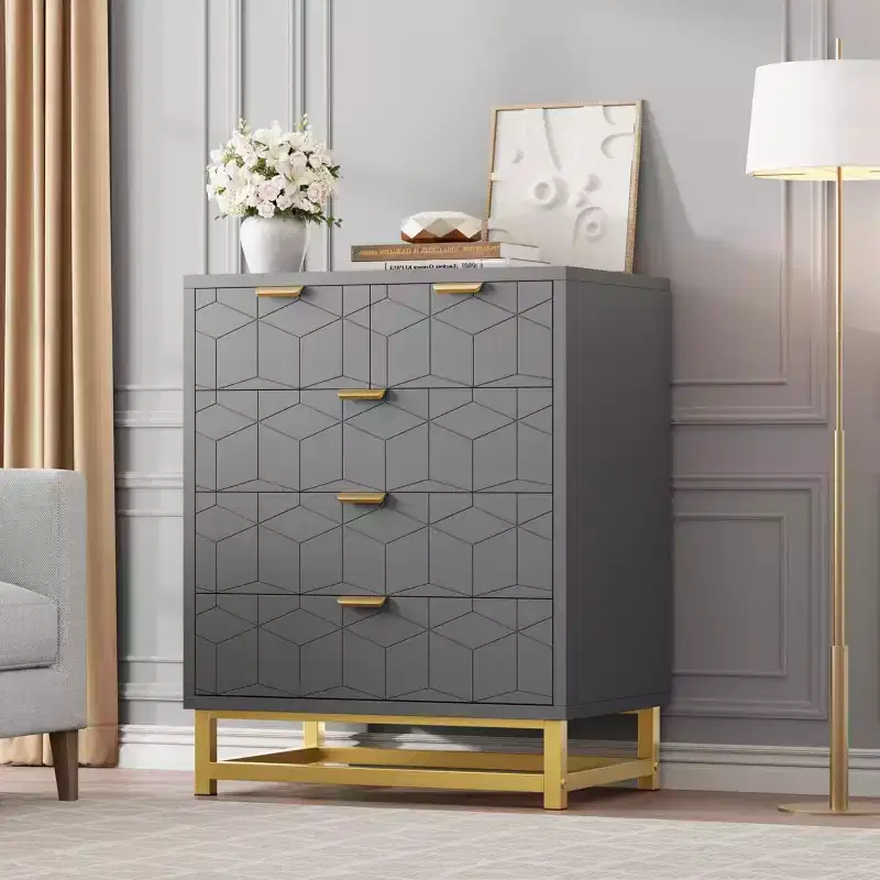 MDF 5-Drawer Dresser with Metal Legs