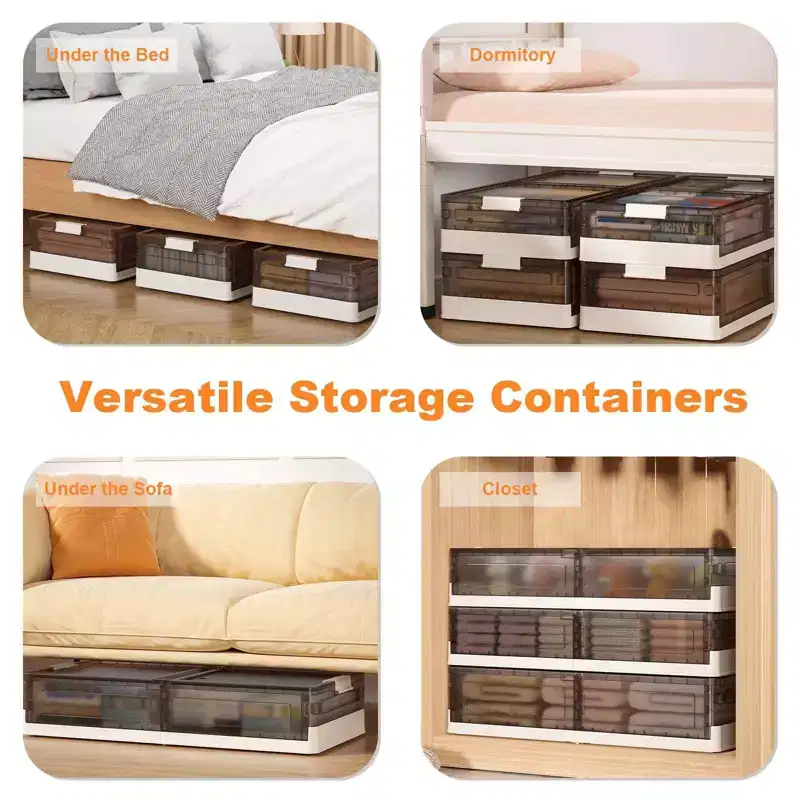2-Pack Under Bed Storage Containers with Lids, Clear Plastic Bins with Latches, Stackable Underbed Organizer Boxes for Clothes, Shoes, Towels