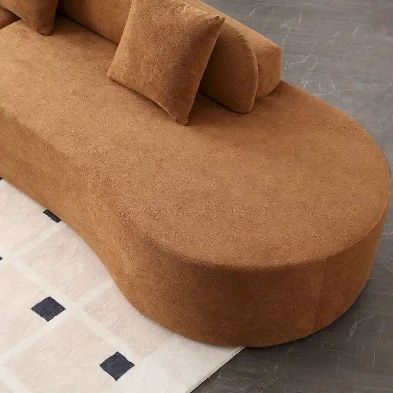 Modern Curved Terrycloth Fabric Combination Sofa No Assembly Required
