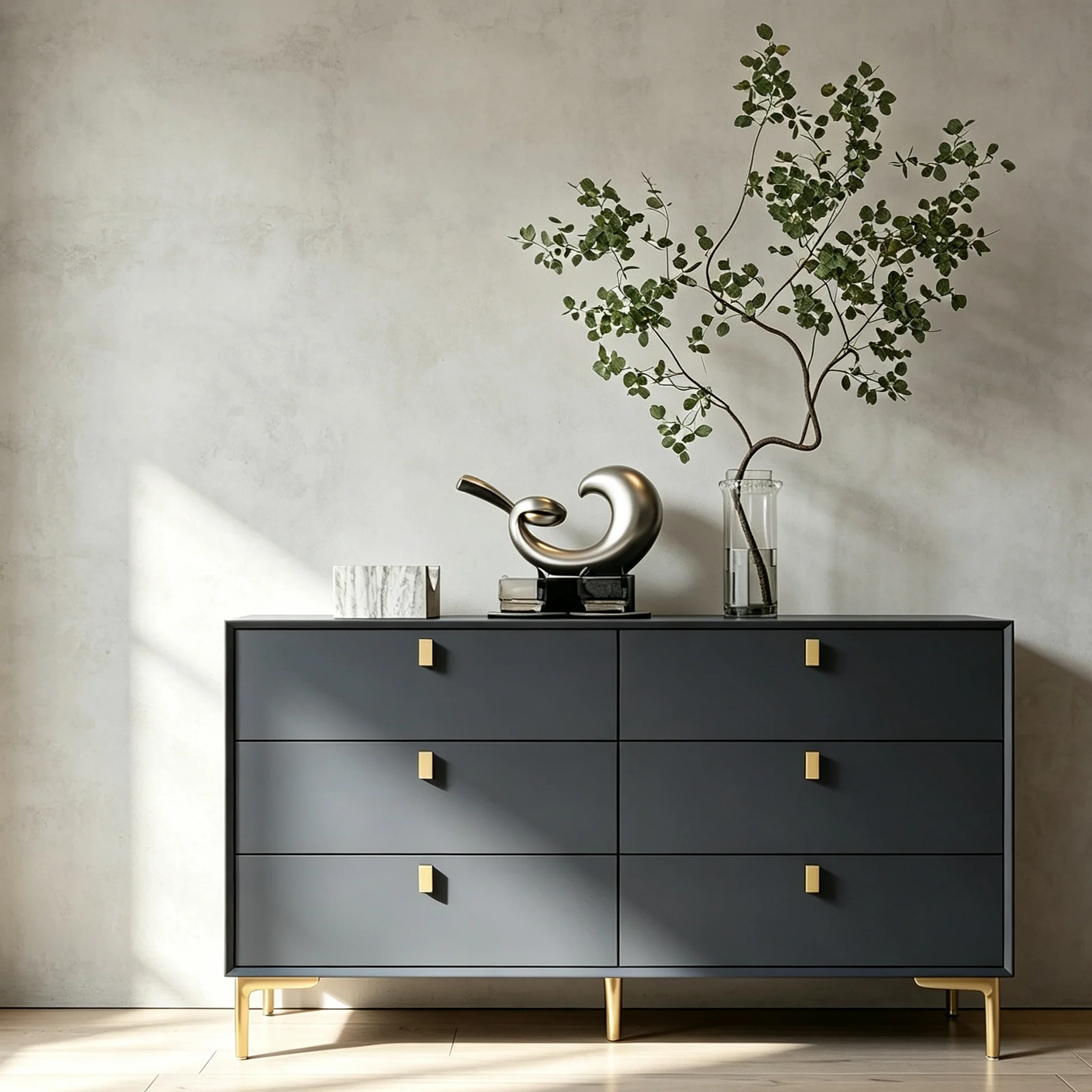 6 Drawers Storage Dresser Mid Century Chest of Drawer Sideboard