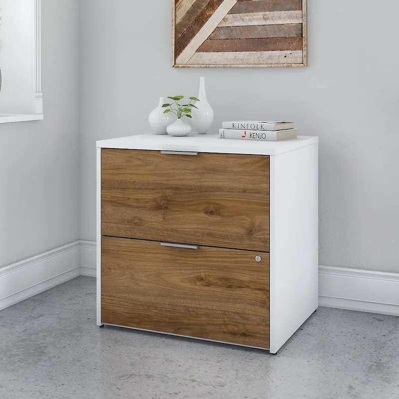 2-Drawer Lateral File Cabinet, Brown / Grey, Fully Assembled