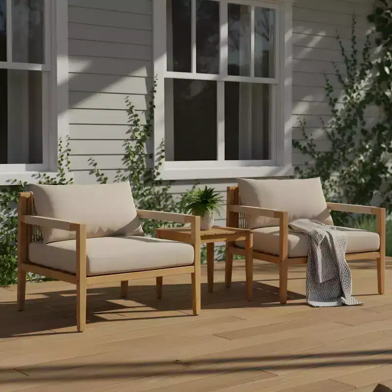 Christopher Knight Home Ananya Modern Patio Acacia Wood Seating Set with Slatted Side Table