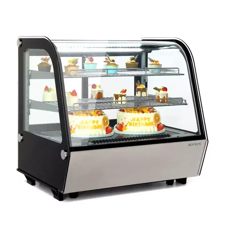 ROVSUN 4.2 Cu.Ft Refrigerator Display Case, Commercial Countertop Display Refrigerator with LED Air-cooling Auto Defrost Sliding Doors