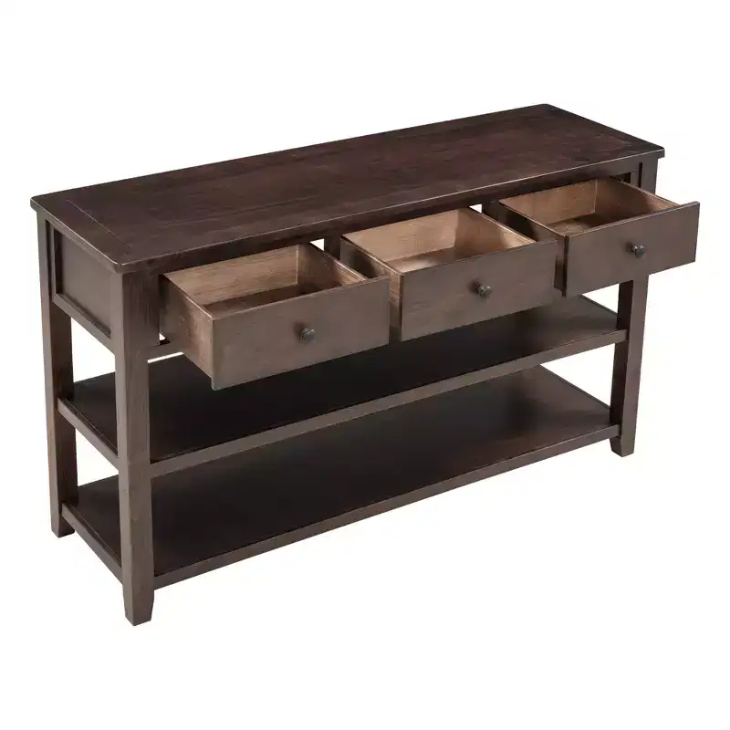 Whisen Modern Design Console Table with 3 Drawers and 2 Open Shelves