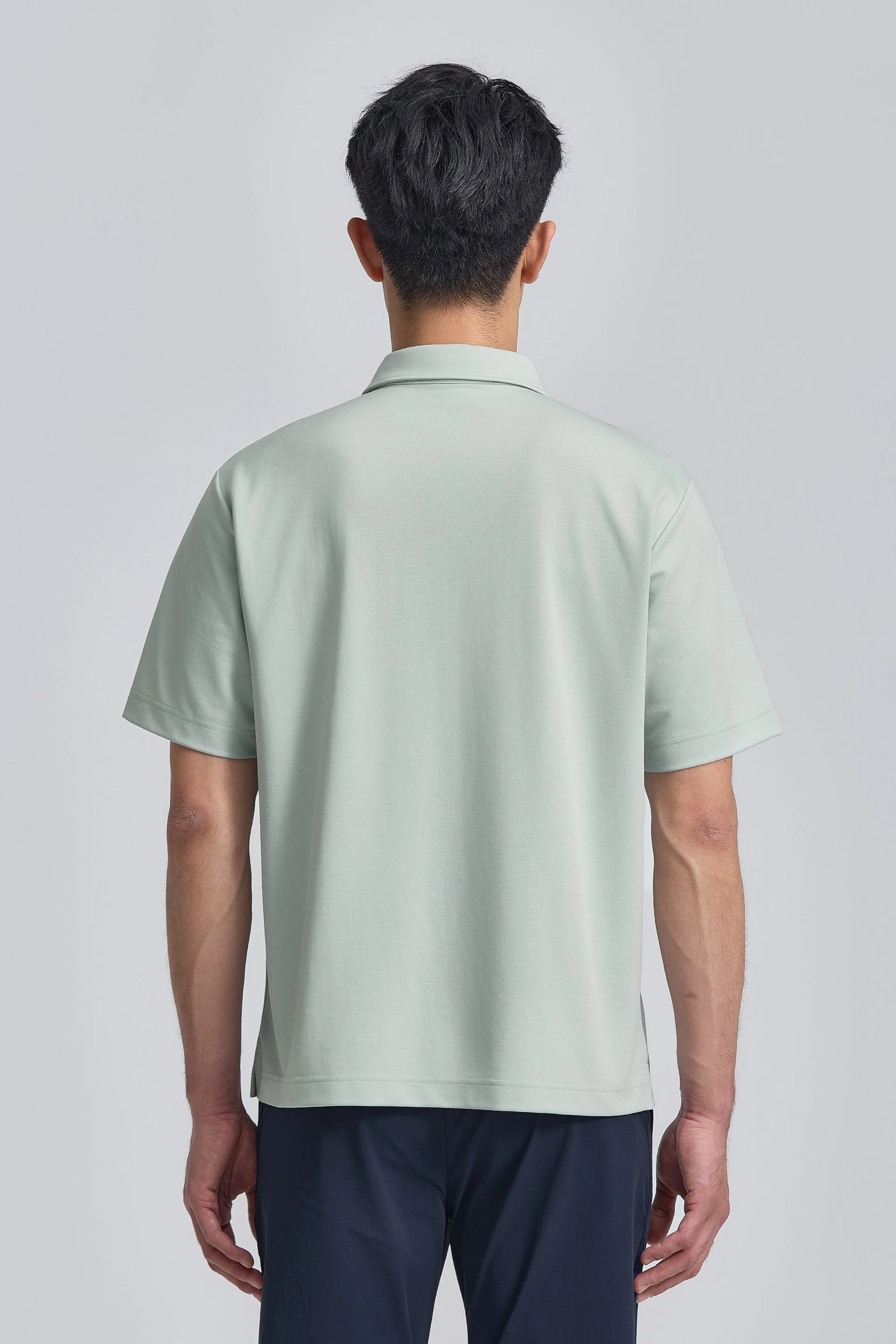 Double-Face Knit Polo – Sky Grey