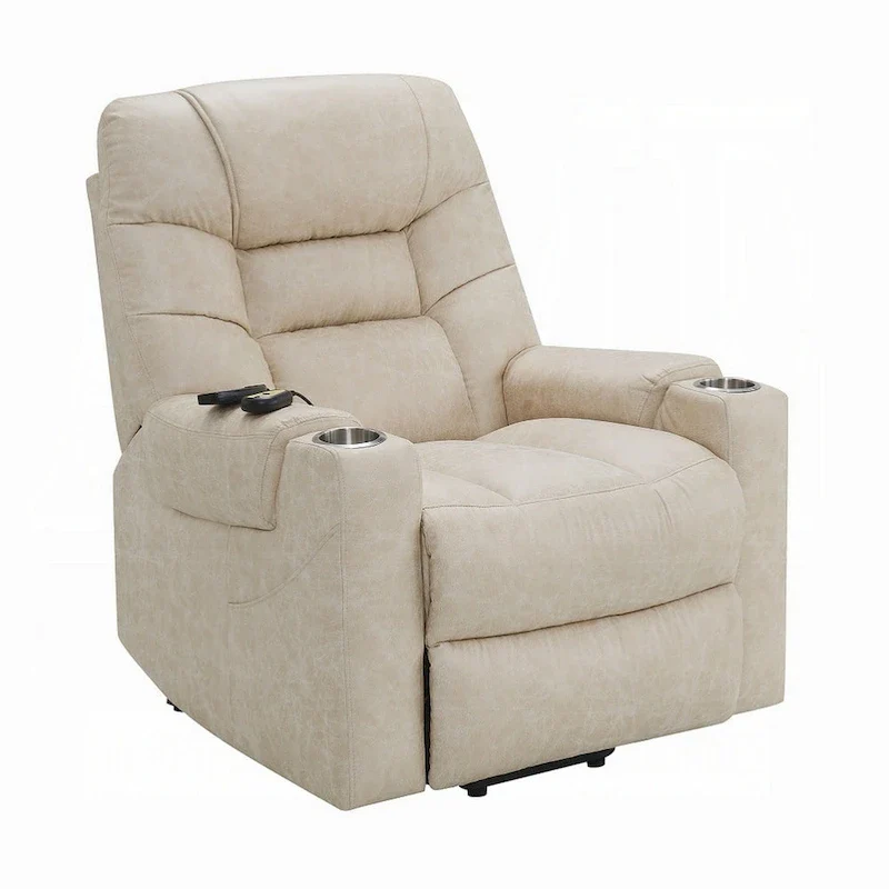 Gray Faux Leather Power Lift Recliner Chair with Heating & Massage, 1-Seater