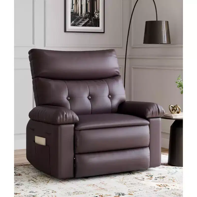 Oversized Wide Recliner Chair - Faux PU Leather Large Manual Recliner for Adults, Exceptional Comfort Lazy Chair