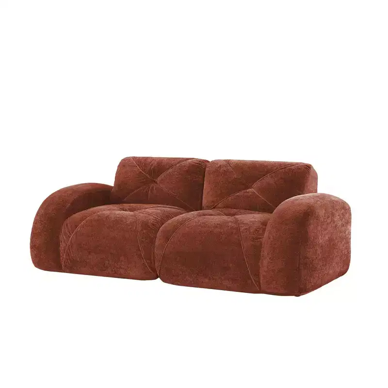 Clihome 2-Seater Tufted Sofa Couches with boneless Sofa,Soft Velvet Fabric,Bottom Anti-Slip Design,32D High Density Sponge,Ergonomic Design Bottom