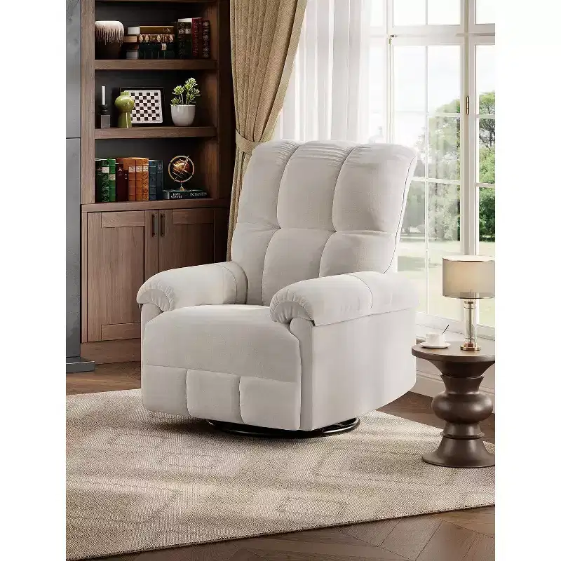 Acekool Manual Recliner Chair, 360 Swivel Rocker Glider Recliner with Padded Armrests, Modern Chenille Upholstered Chair