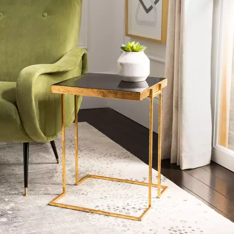 Amarylis Greek Key Side Table - ACC3209A - Black/Gold - Safavieh
