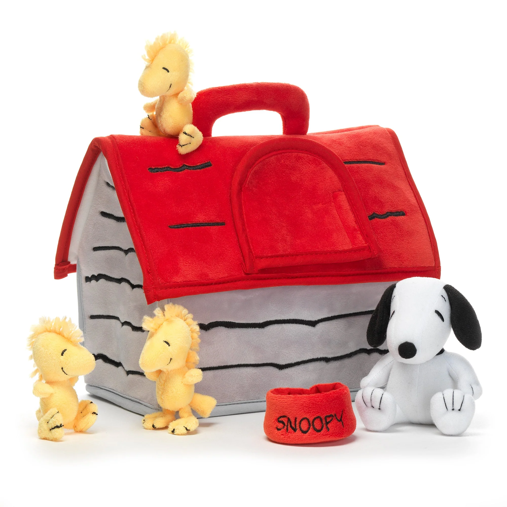 White Dog Plush Doghouse Interactive Toy with Animals