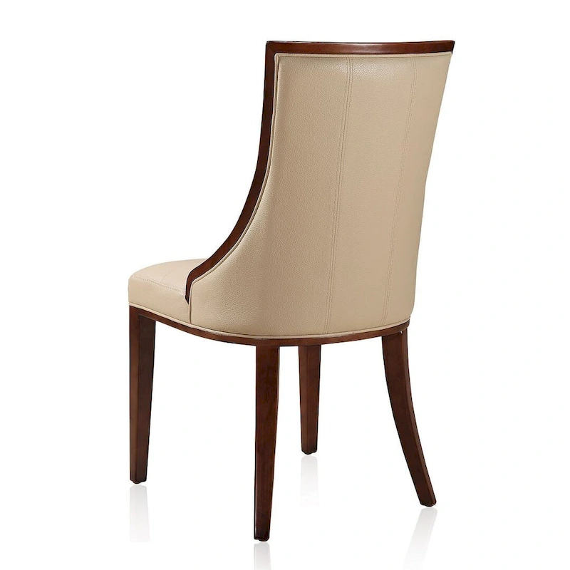 Fifth Avenue Cream and Walnut Faux Leather Dining Chair (Set of Two)