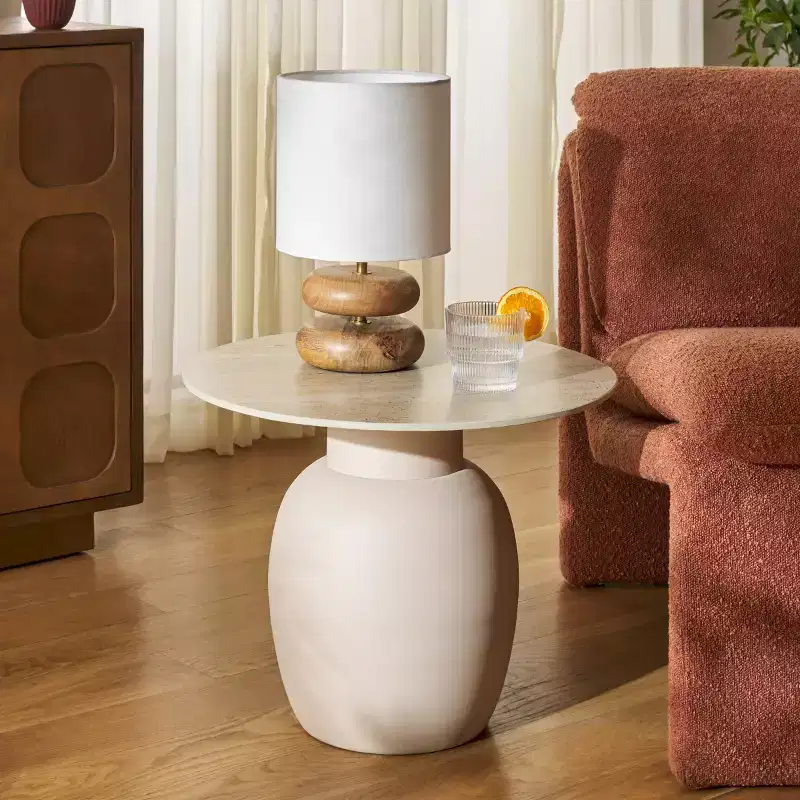 Kielh Ceramic Side Table - ACC2903A - Beige Ceramic/Beige - Safavieh