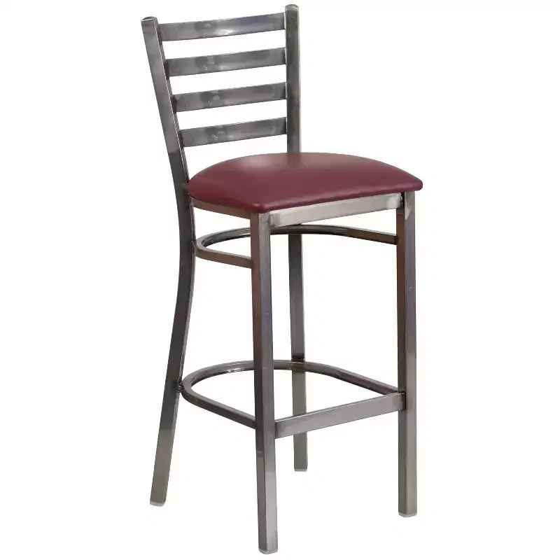 2 Pack Clear Coated Ladder Back Metal Restaurant Barstool