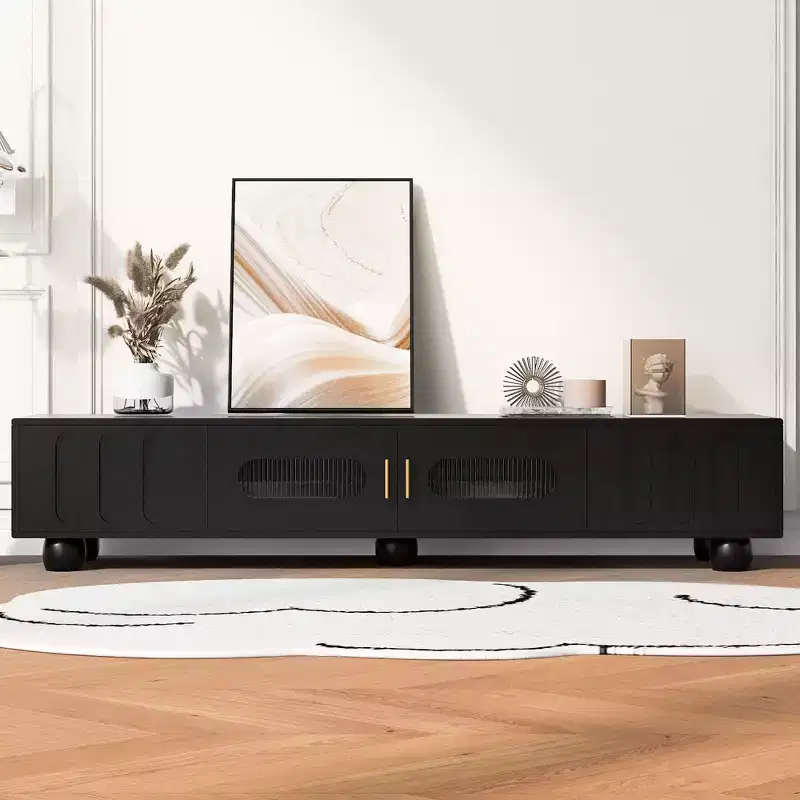 Bestier 71 Modern TV Stand for TVs up to 80, Entertainment Center with Glass Door, TV Storage Cabinet with 2 Drawers Cable Hole for Living room