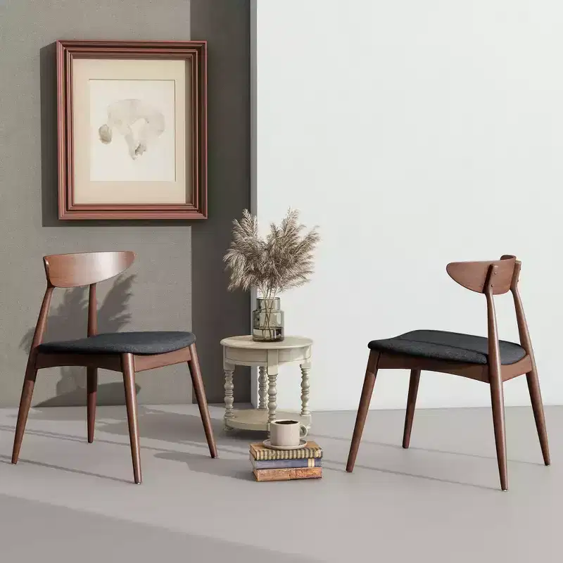 Christopher Knight Home Barron Mid Century Modern Rubberwood Fabric Upholstered Dining Chairs (Set of 2)