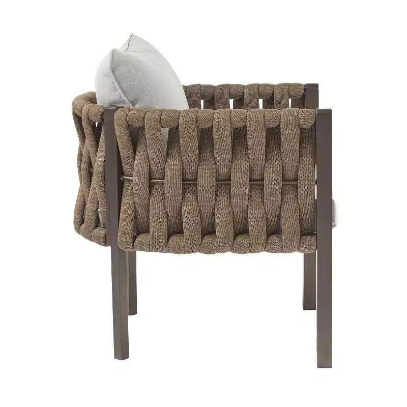 Christopher Knight Home Efraim Patio Rope Weaving Metal Club Chair with Cushion (Set of 2)