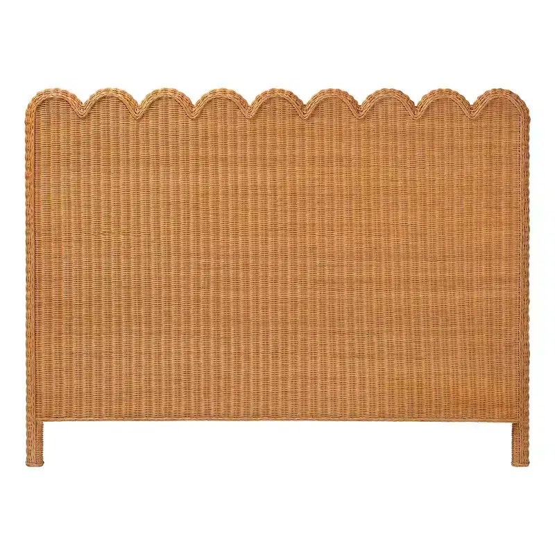 Scalloped Rattan Pitrit Standalone Headboard
