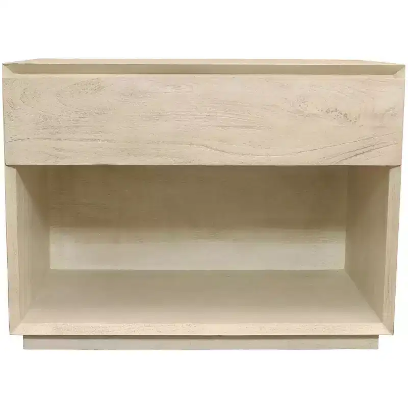 HomeRoots 24 Natural Solid Wood Ribbed Texture One Drawer Nightstand