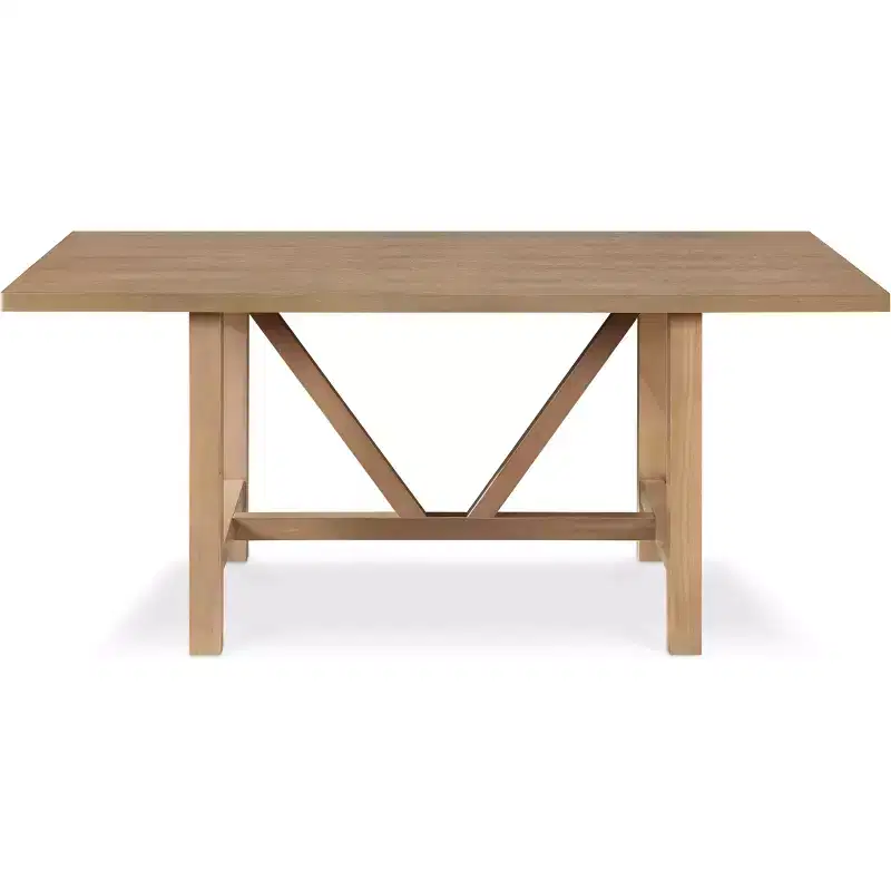Grant Wood Dining Table Rustic Beige - Finch: Modern Farmhouse Style, Seats Six, Trestle Base