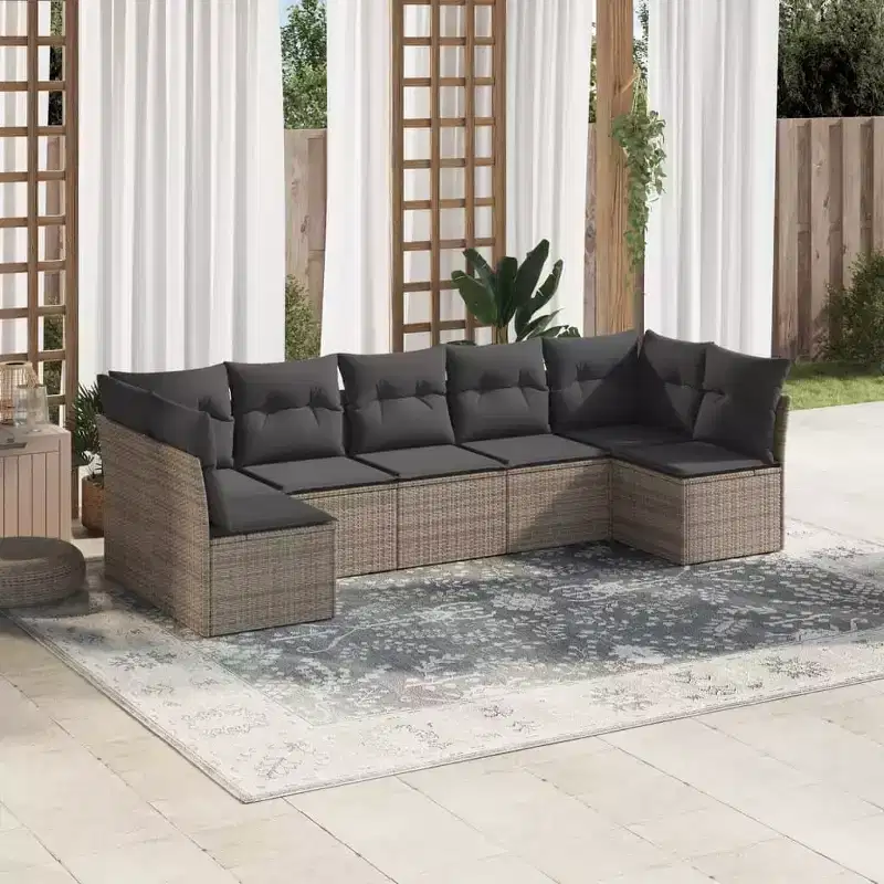 vidaXL Modular Garden Sofa Set with Cushions and Table