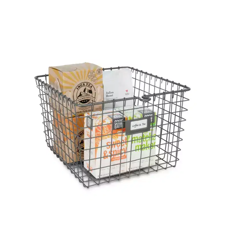 Medium Storage Basket Dark Gray: Metal Utility Cabinet, Portable Universal Organizer, 16"x11.1"x12.25"